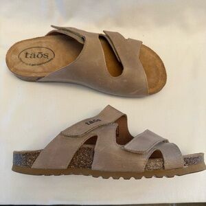 Taos Tan Suede Cork Footbed Slide